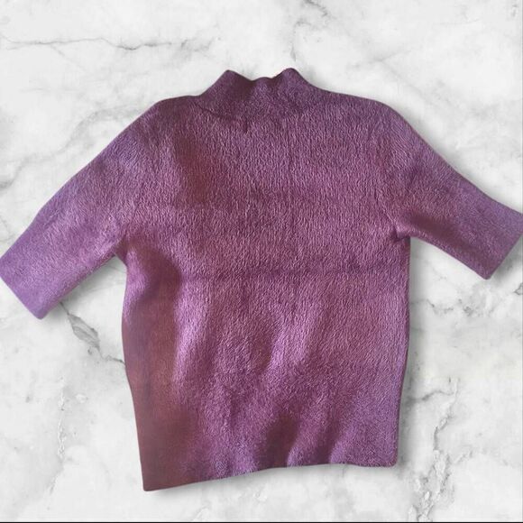 BAILEY 44 Maroon Mock Neck Short Sleeve Pullover Shiny Soft Sweater Size Medium - Picture 6 of 11